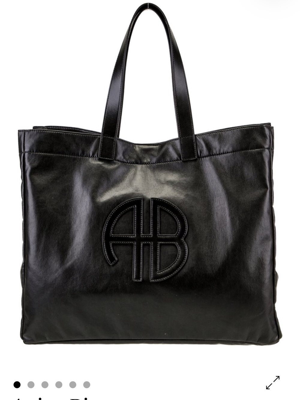 Anine Bing Black Leather Logo Tote